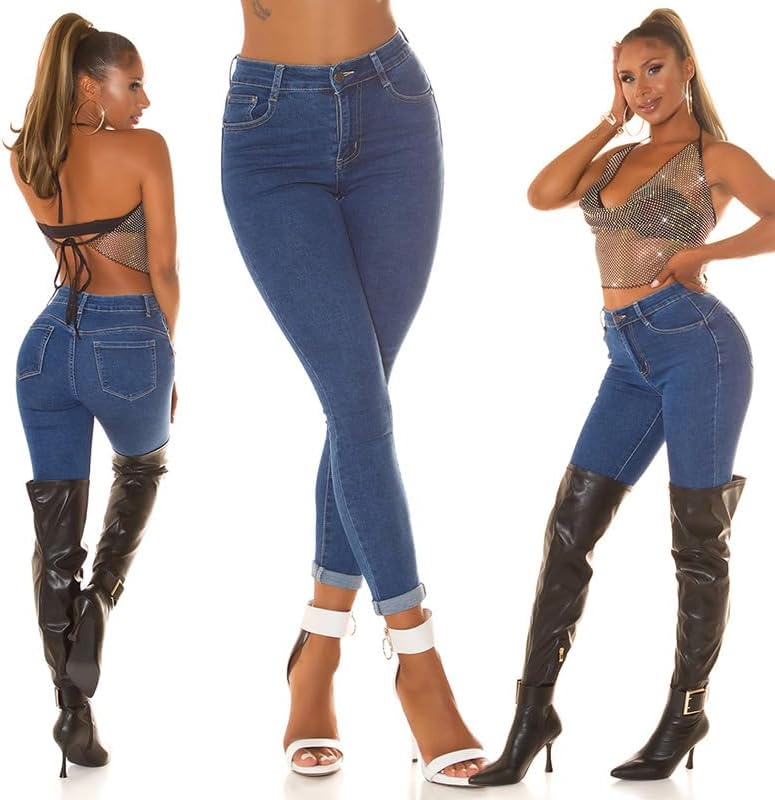 Koucla Basic Push-up High Waist Skinny Jeans 44 Blau, 44 Blau