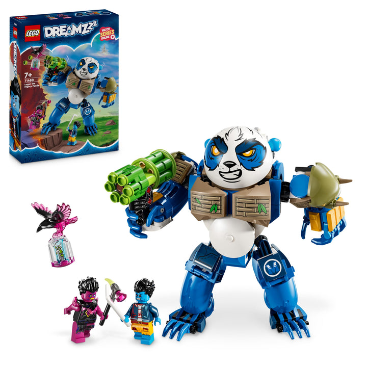 LEGO DREAMZzz 2-in-1 Logan der mächtige Panda, Fantasy-Spielzeug mit 2 Minifiguren, Spielset mit Tie