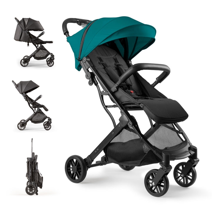 Interbaby Reisebuggy klein bis 22 kg Handgepäck, Liegefunktion (Grün) | Reisebuggy Einhand-Faltsyste