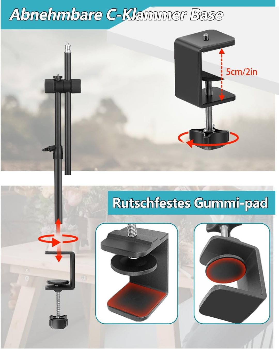 JEBUTU OS01 Kamera Tischstativ Overhead Stativ, 32.5-88cm verstellbar Kamera Tischhalterung für Kame