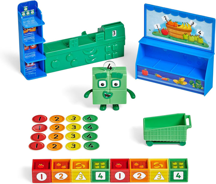 Learning Resources Numberblock Vier, Lebensmittelgeschäft, Registrierkasse, Einkaufswagen, Zahlen un