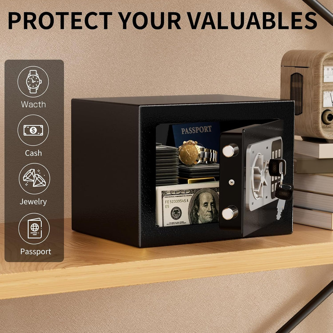 Digitaler Safe 6,8 l, kleiner Tresor für Zuhause, elektronische Sicherheitskassette, Wandtresor fürs