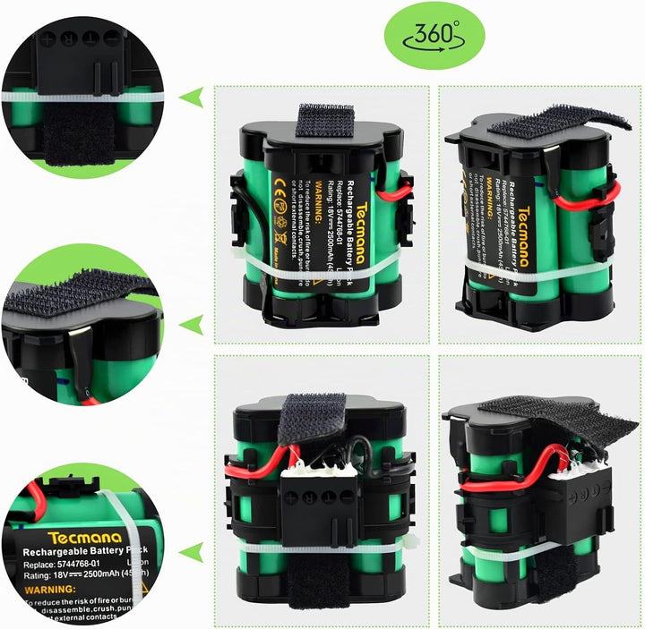 2X Tecmana 2.5Ah 18V Ersatzakku Kompatibel mit Gardena Mähroboter R38Li R40Li R45Li R50Li R70Li R75L