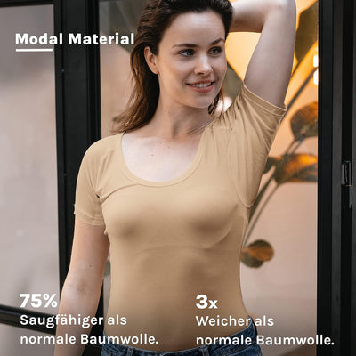 Anti Schweiss Shirt - T-Shirt gegen Schweissflecken - Anti Schweiss Unterhemd - Mit ArmPads PRO & Si