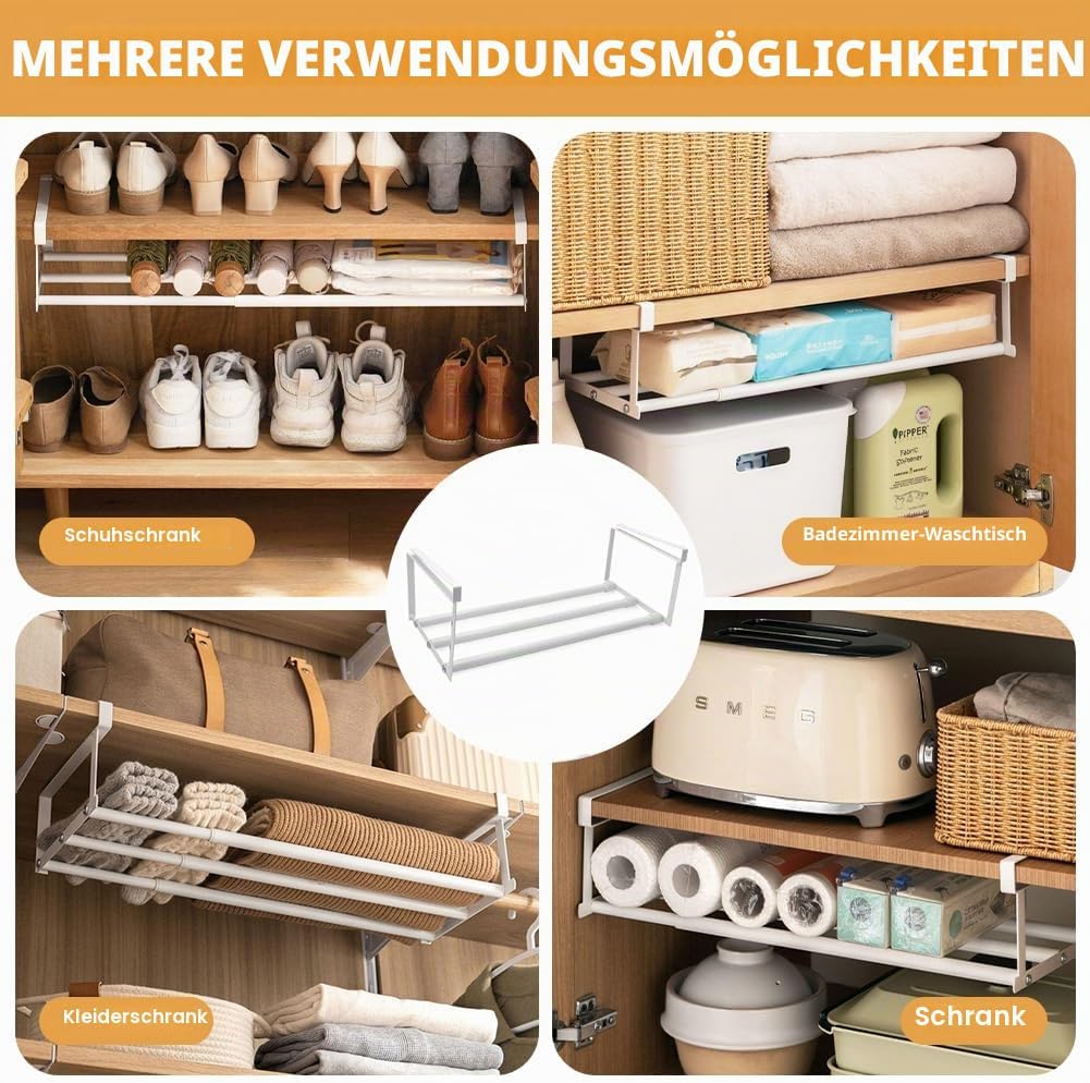 Schuhregal Ausziehbar zum Aufhängen, Schuhorganizer Hängend, Schuhaufbewahrung Platzsparend, Regal f