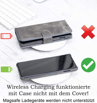Burkley 2in1 Leder Handytasche für iPhone 13 Pro Handyhülle mit herausnehmbarem Back Cover, 360° Sch