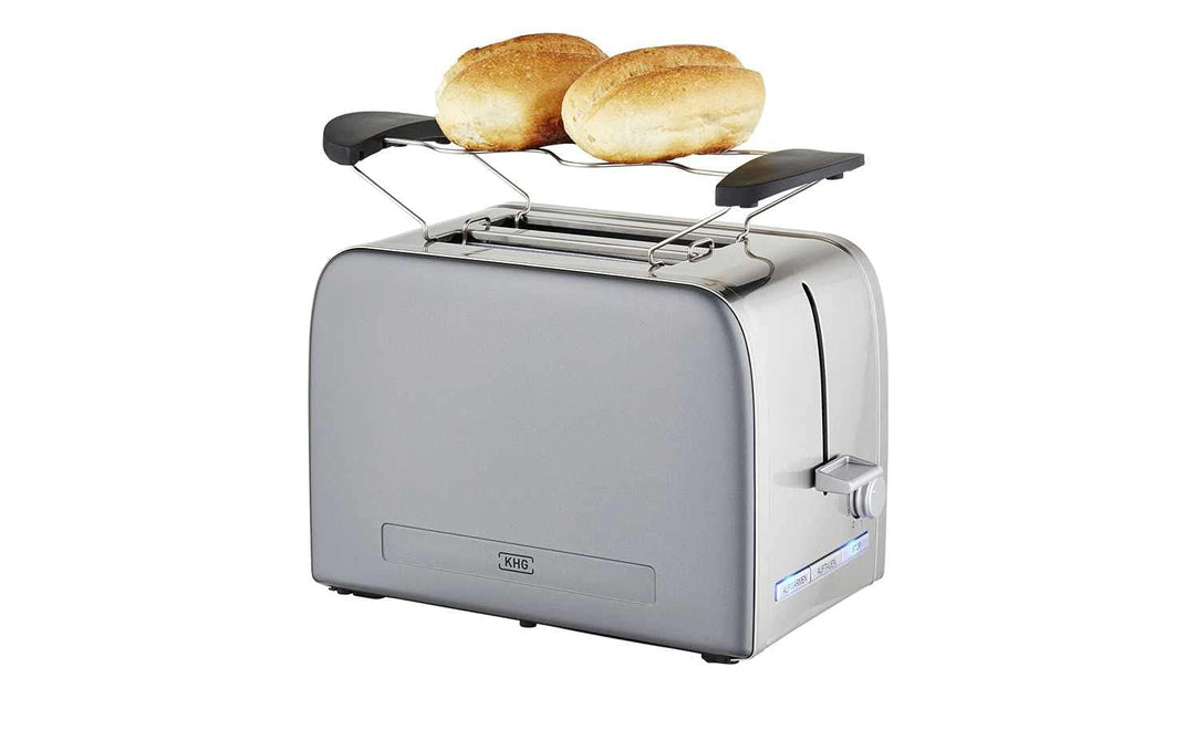 KHG Toaster TO-1050 GE | Toaster 2 Scheiben, Grau, 1050 W | mit Brötchenaufsatz, 6 Röstgradstufen mi