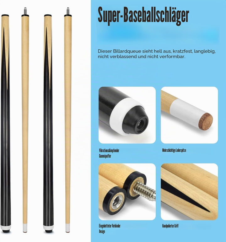 Billairds Billairds Queuestab, 147,3 cm, 2 Stück, Billard-Queue-Stick, 510 ml, Pool-Sticks