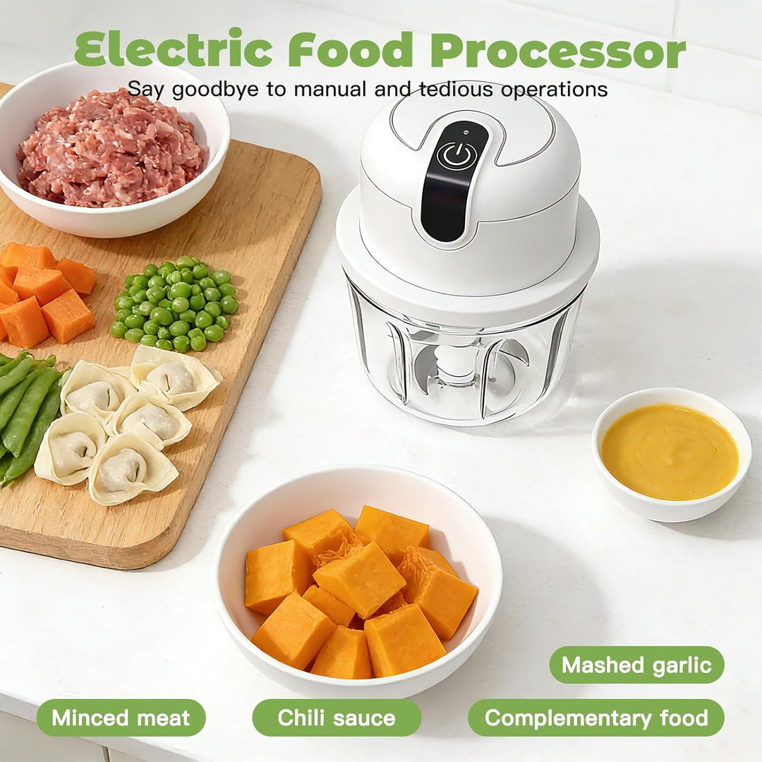 Elektrischer Küchenzerkleinerer, Zwiebelzerkleinerer elektrisch 350 ml, Mini Zwiebel Zerkleinerer El
