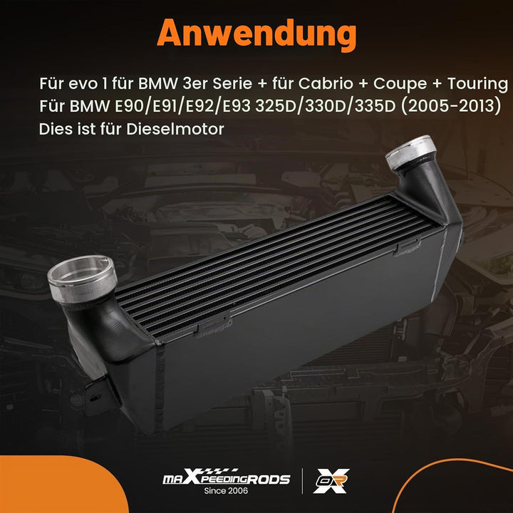 maXpeedingrods Intercooler Ladeluftkühler für 3er E90 E93 E92 E91 325d 330d 335d LLK Aluminiumlegier