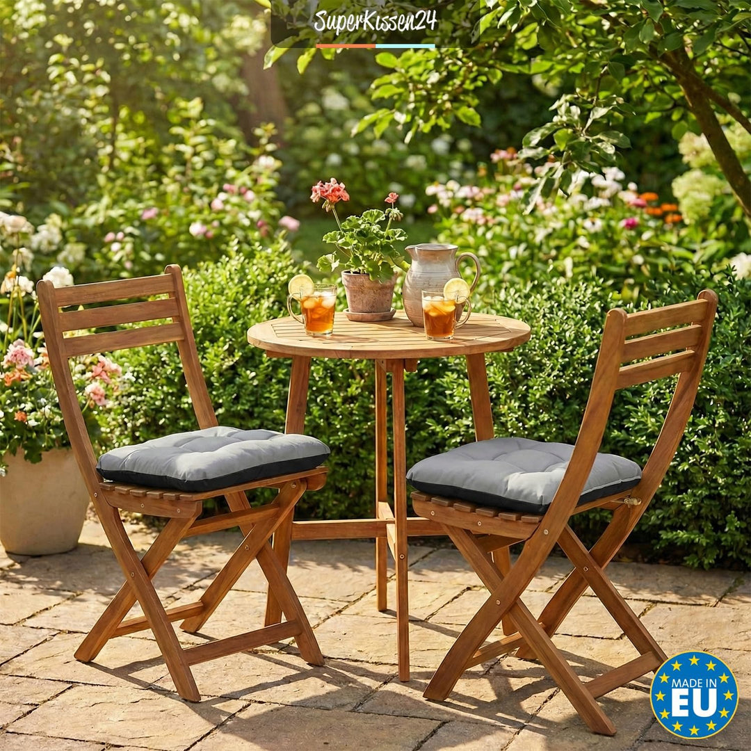 Outdoor Sitzkissen Stuhlkissen - 6er Set - 45 x 45 cm - Made in EU, Wasserdichtes &amp; UV-beständig Gar