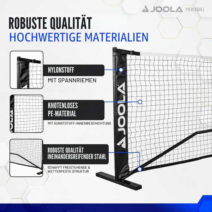 JOOLA Pickleballnetz Pickleball Net mit Stahlrahmen, Strapazierfähiges PPVC-Netz, Outdoor/Indoor, in