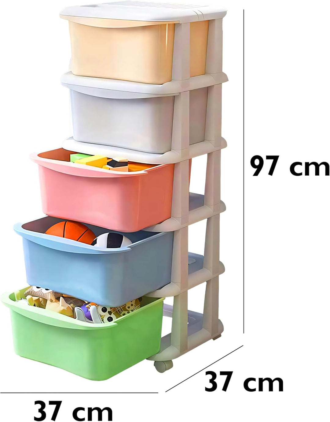 Retoo Kinderregal Spielzeug Organizer Spielzeugregal Aufbewahrungsboxen Aufbewahrungsregal mit 5 Her