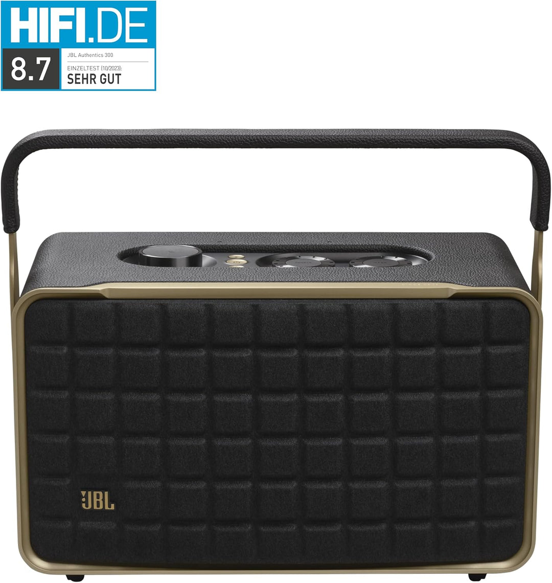 JBL Authentics 300 Tragbarer Smart Home Lautsprecher – 70er Jahre Retro-Design Bluetooth Box – Mit G