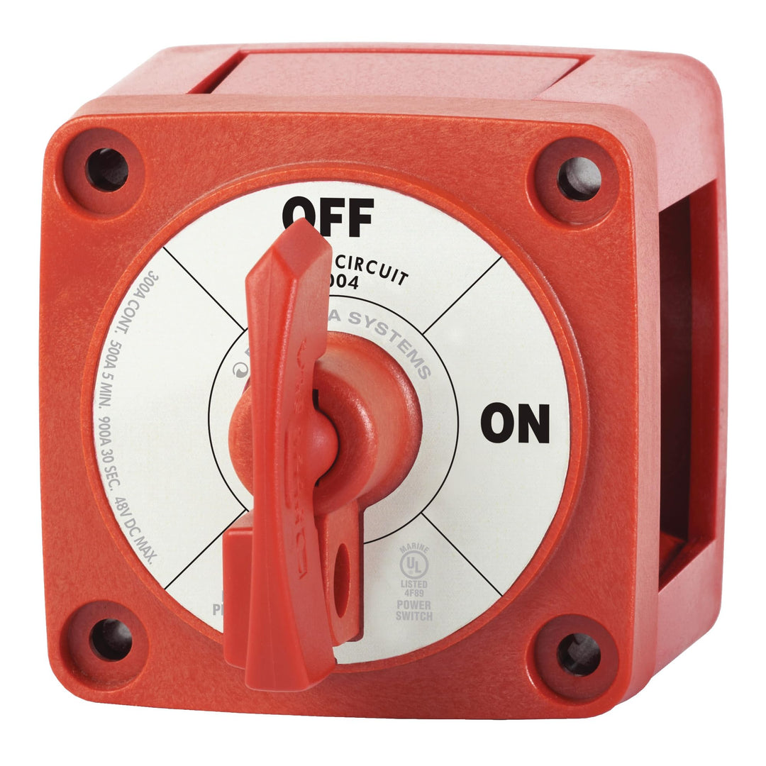 Blue Sea Systems Batterieschalter m-Serie, 300 A, Ein-/Ausschalter mit Verriegelungsschlüssel Rot/Au