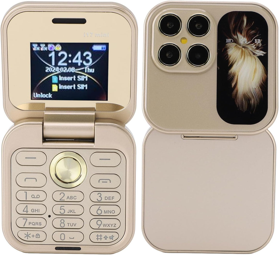 Tosuny 2G Klapphandy, Faltbares Mi NI Handy mit Dual Nano SIM, 1,77 Zoll Display, HD Rückkamera, UKW