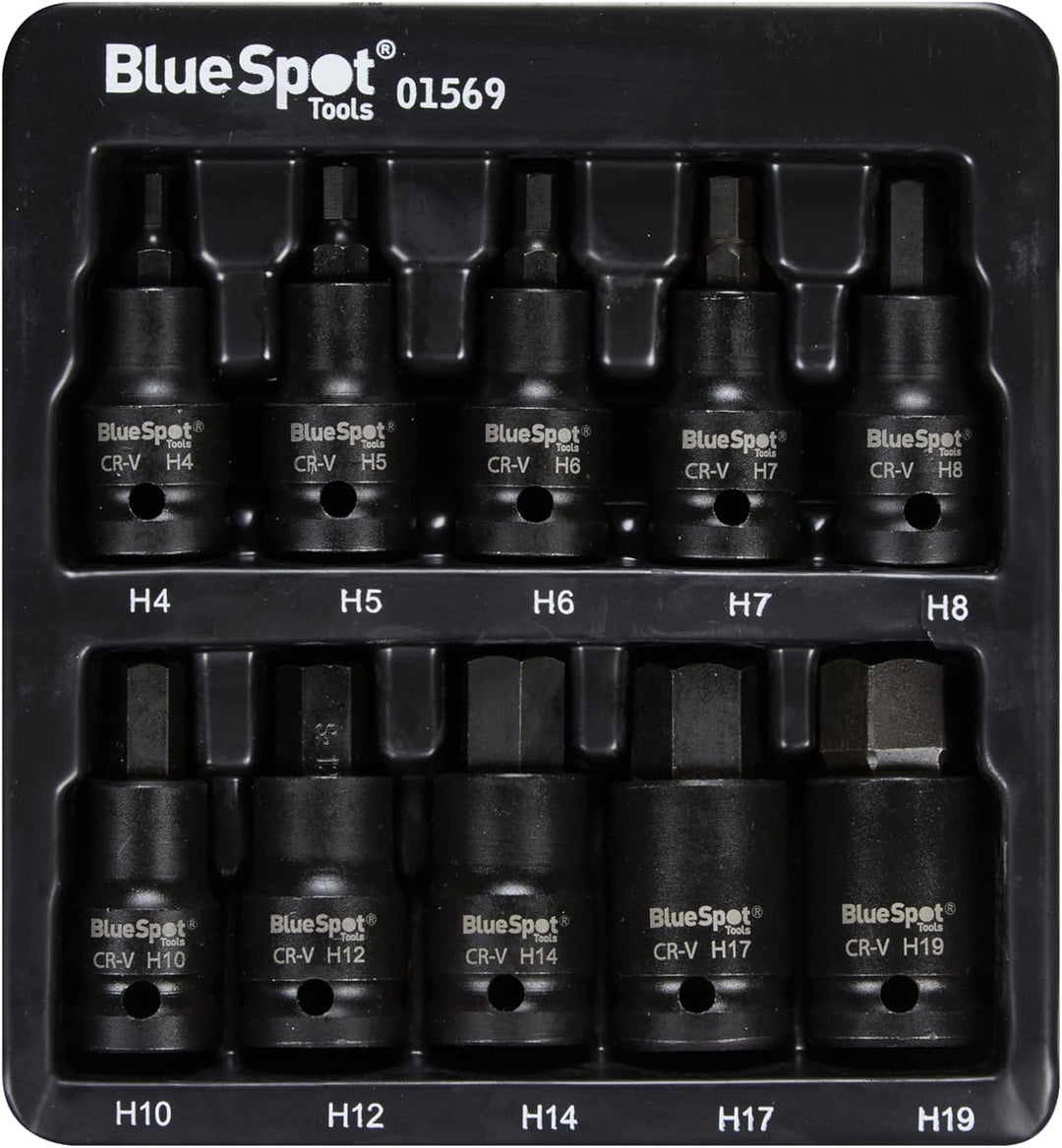 Blue Spot Tools 10 PCE 1/2 Impact Sechskant-Bit-Stecknüsse (H4-H19)