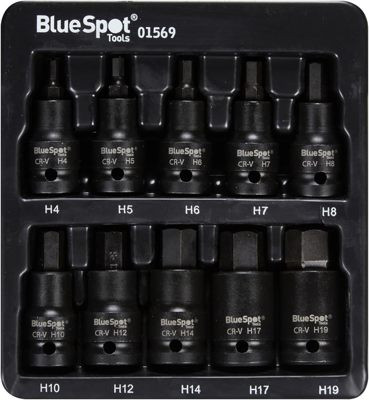 Blue Spot Tools 10 PCE 1/2 Impact Sechskant-Bit-Stecknüsse (H4-H19)
