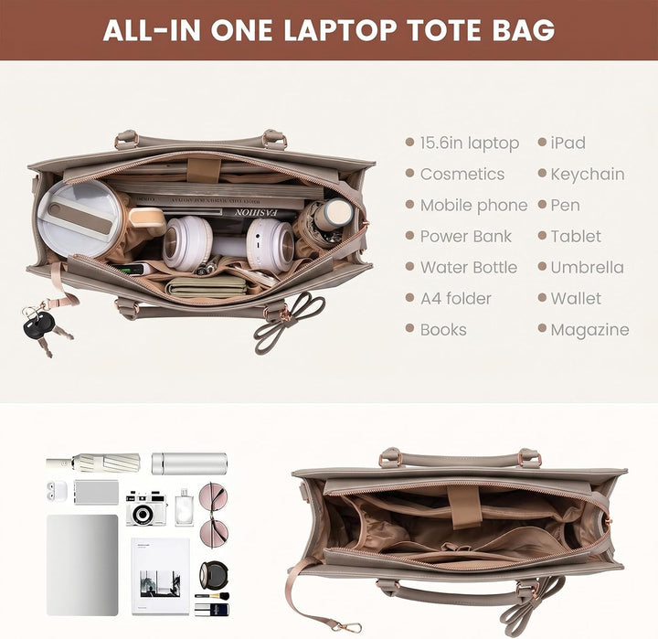 LOVEVOOK Handtasche Damen Gross, 15,6 Zoll Laptoptasche Arbeitstasche Elegant Uni Tasche Bürotasche