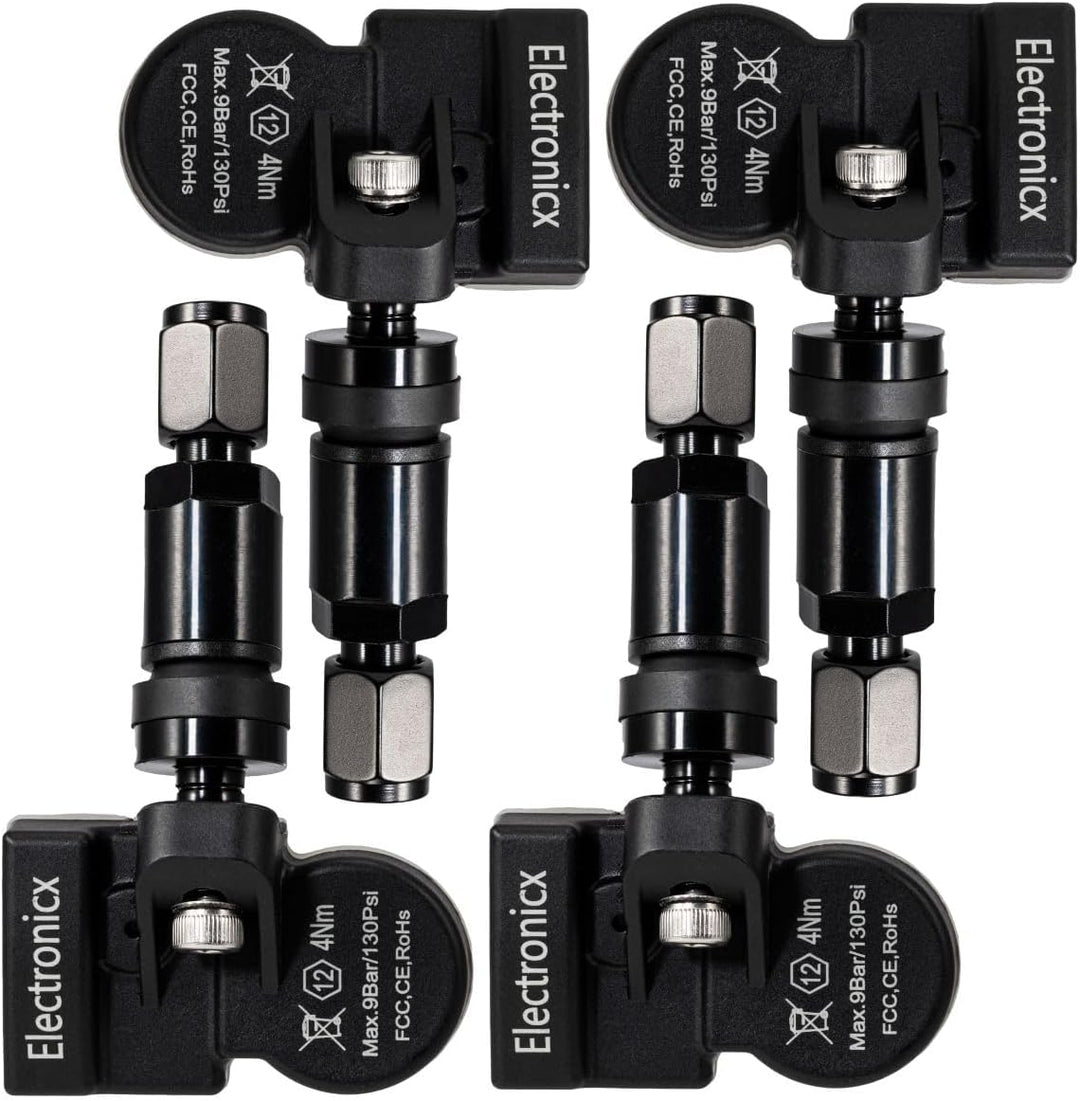 4x RDKS TPMS Reifendrucksensor Reifendruckkontrollsystem Metallventil Schwarz passend für Elantra Gr
