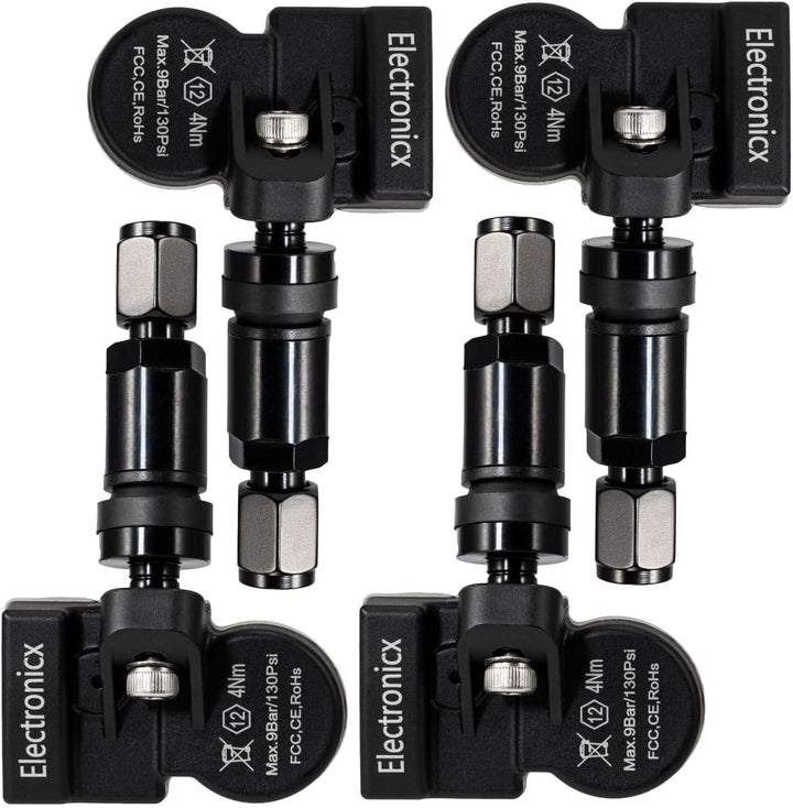 4x RDKS TPMS Reifendrucksensor Reifendruckkontrollsystem Metallventil Schwarz passend für Elantra Gr