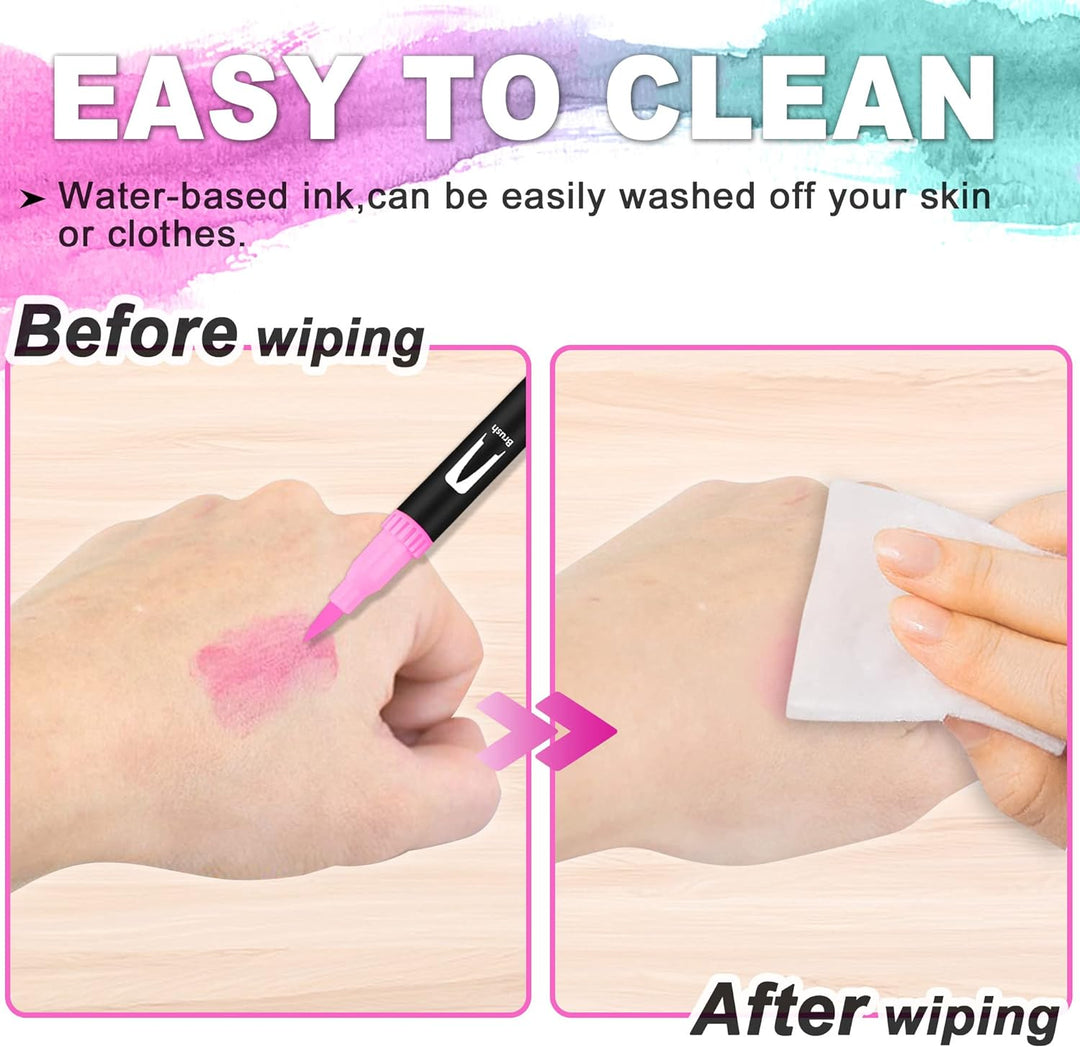 wonsar Dual Brush Pen Set, 72 Farben Filzstifte Dicke und Dünne für Kinder Pinselstifte Marker für B