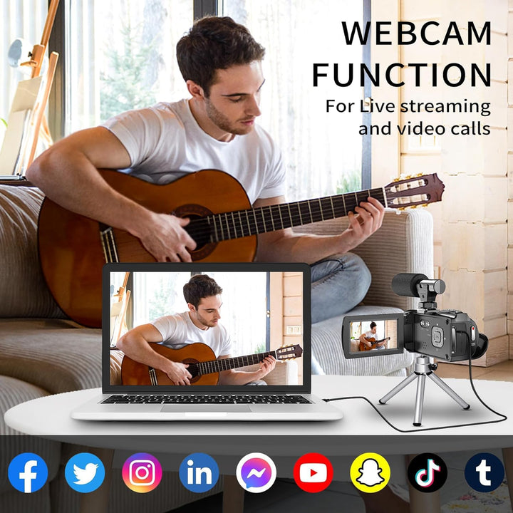 Caméscope vidéo 4K 36 MP Vlogging Caméra Pour Appareil Photo numérique YouTube 30 FPS 3,0 '' 270 ° A