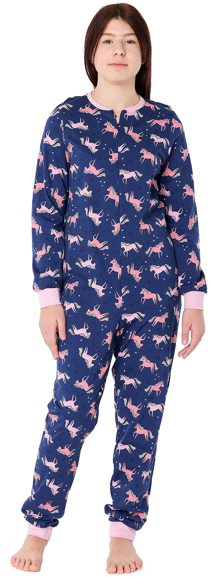 Merry Style Mädchen Jugend Schlafanzug Strampelanzug Schlafoverall MS10-235 170 Marineblau/Einhorn,