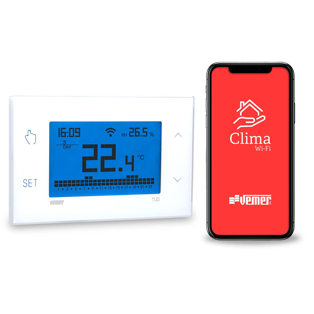 VEMER VE772000 TUO WIFI - Thermostat Heizung Smart Home, WLAN Raumthermostat, Wochenprogrammierung,