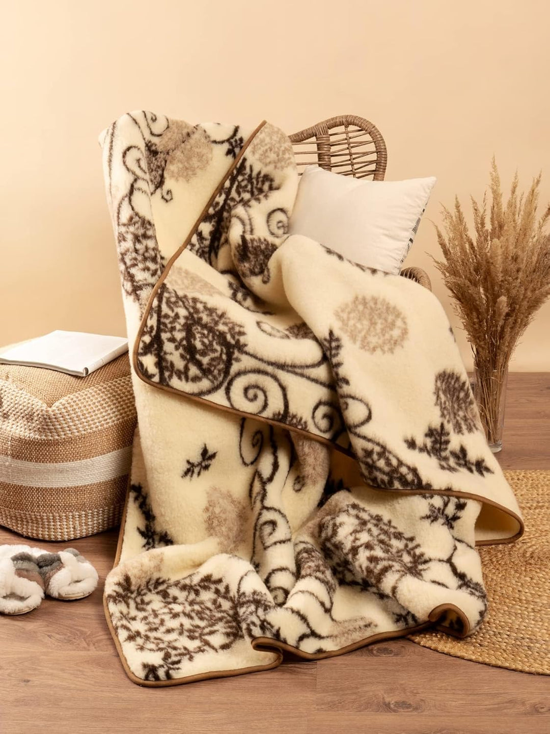 Merino Wolldecke Schurwolle 140x200 cm - Kuscheldecke aus 100% Merino Schafwolle - Gross und Flausch