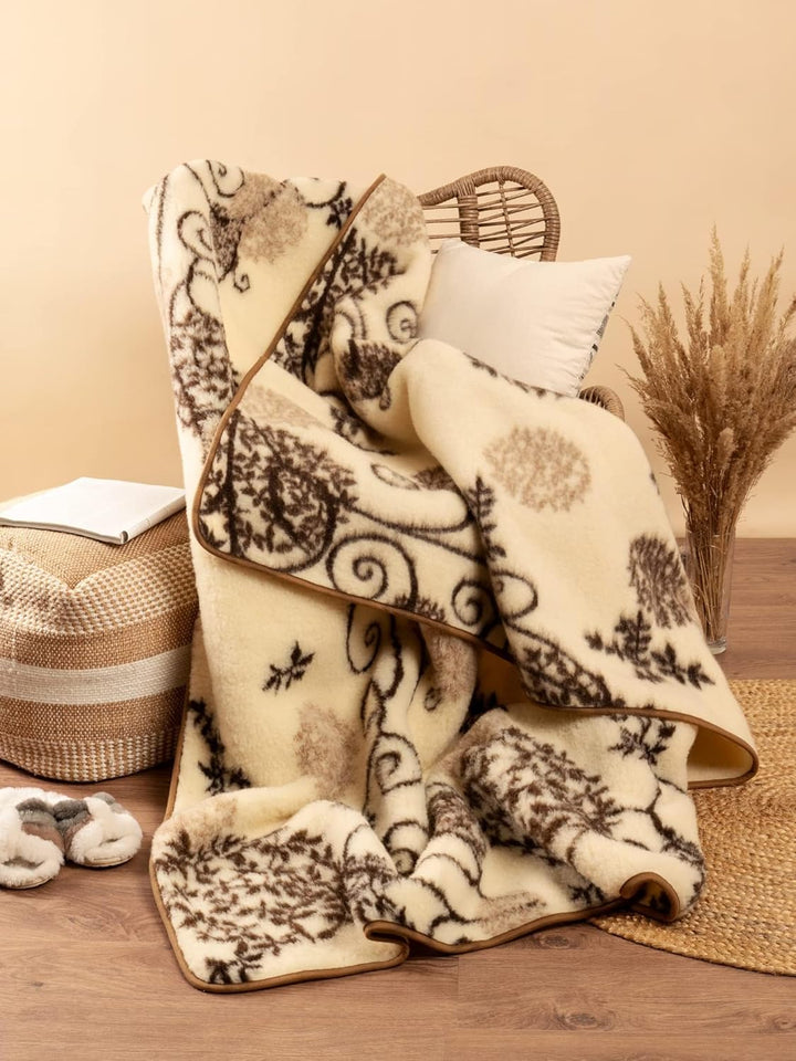 Merino Wolldecke Schurwolle 140x200 cm - Kuscheldecke aus 100% Merino Schafwolle - Gross und Flausch