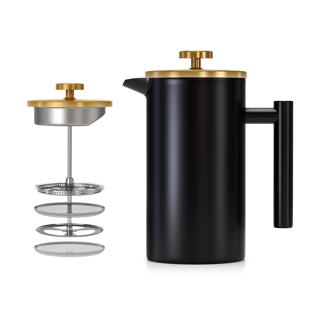 Enfmay French Press Kaffeebereiter 350ml, French Press Klein, Kaffeekanne mit Filter, Doppelwandige
