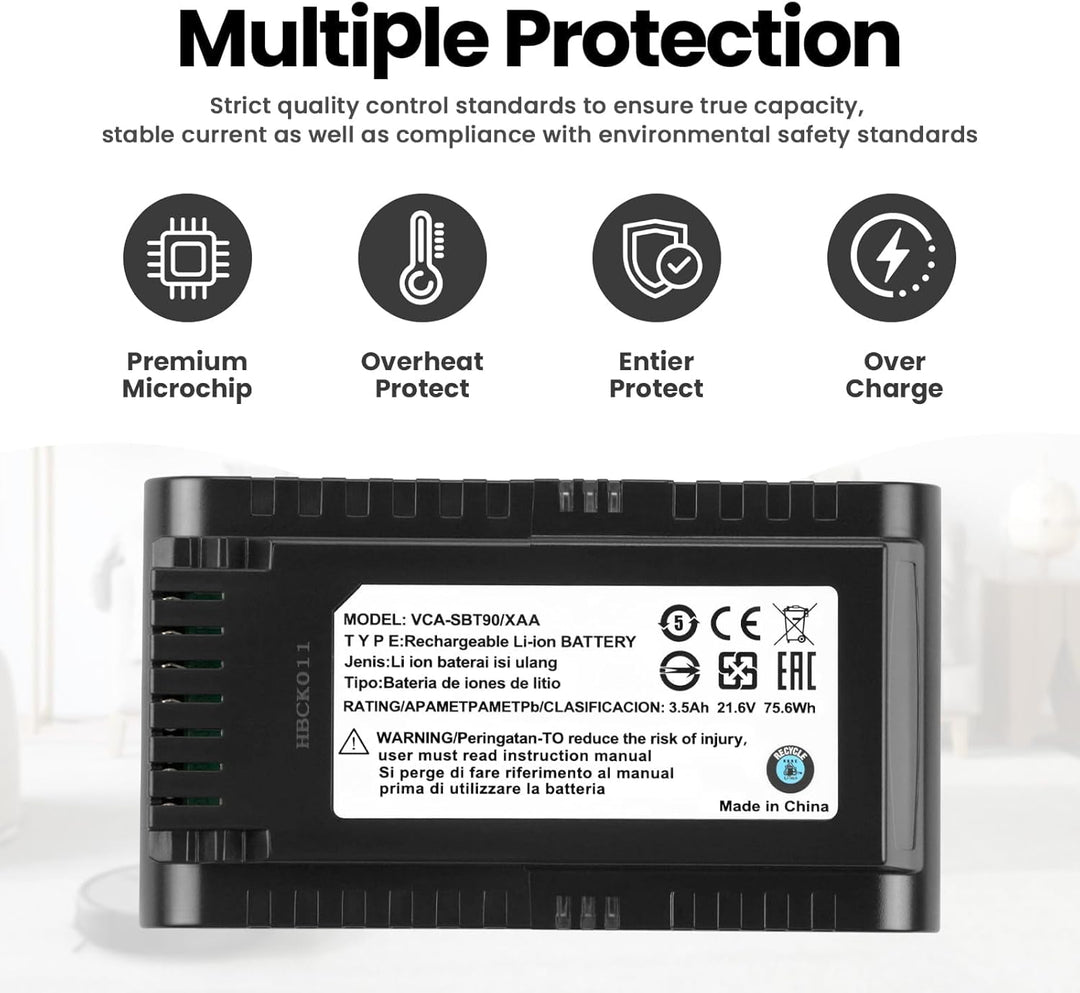 ANTIEE VCA-SBT90/XAA Akku Kompatibel mit Samsung Jet 75 Battery, Samsung Jet 75, 75+, 75 Pet Jet, 90