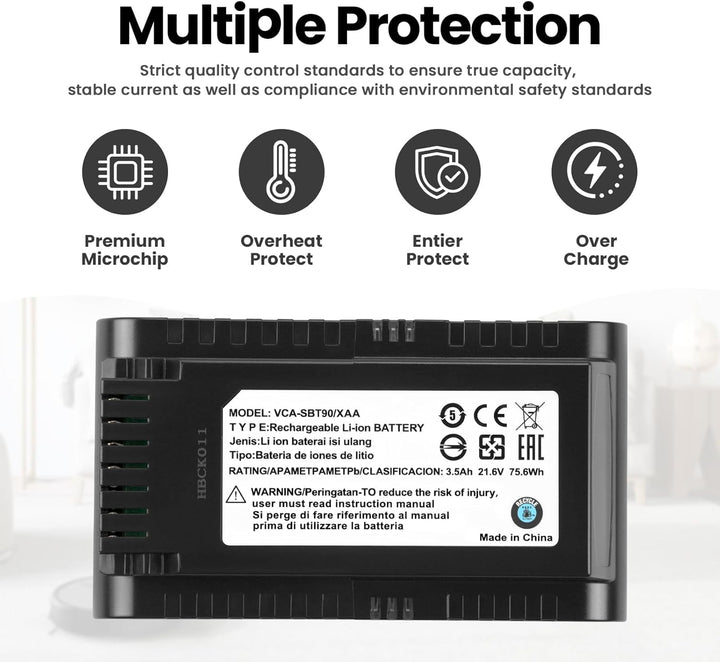 ANTIEE VCA-SBT90/XAA Akku Kompatibel mit Samsung Jet 75 Battery, Samsung Jet 75, 75+, 75 Pet Jet, 90