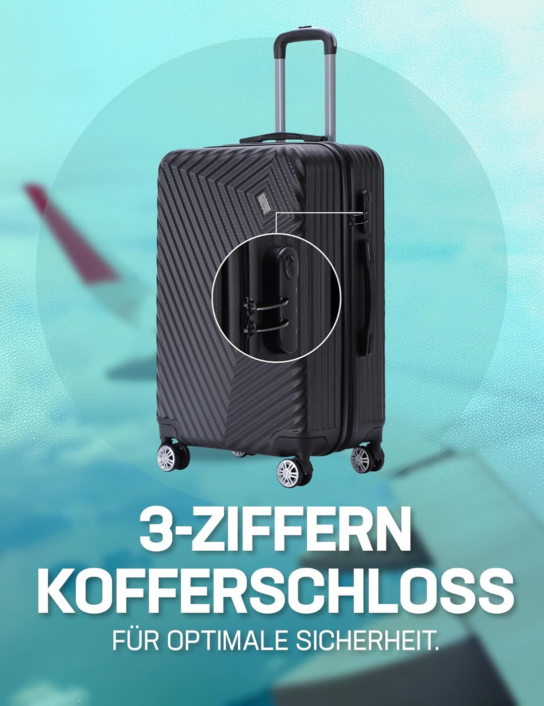 20" 24" 28" Koffer Reisekoffer 3er-Set Trolley Mehrteilig mit Ziffern Kofferschloss aus Kunststoff (