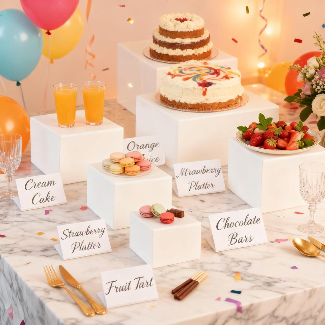 14 Stück stapelbare Acryl-Buffet-Erhöhungen, 6 Grössen Lebensmittel-Display-Erhöhungen mit 6 Mini-Sc