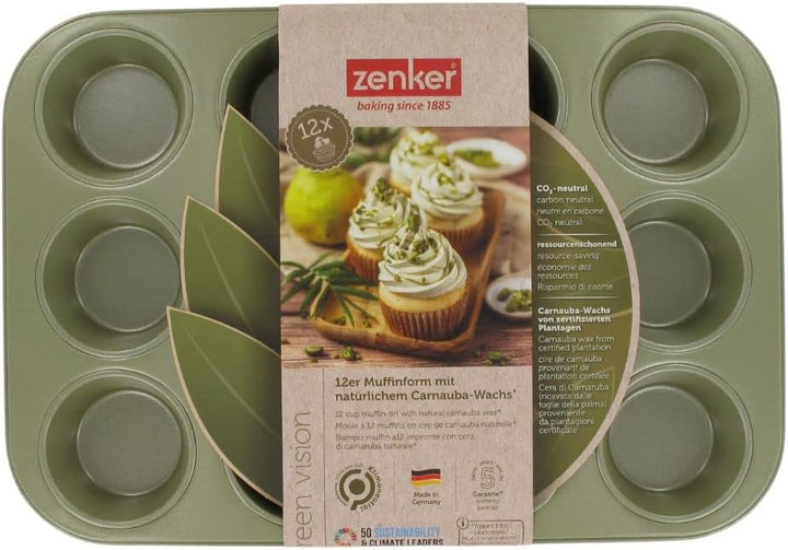 Zenker Muffinform für 12 Stück – Ressourcenschonende und klimaneutrale Backform für Muffins und Cupc