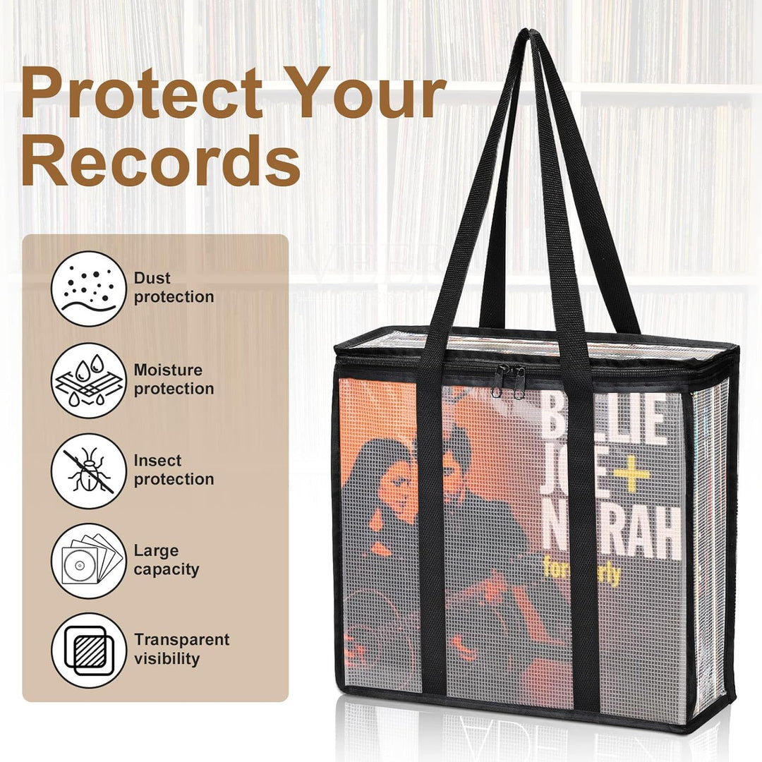 Facmogu LP Vinyl Record Storage Bag (3 Pack), Clear Record Storage Cases für ca. 110 Alben Lagerung