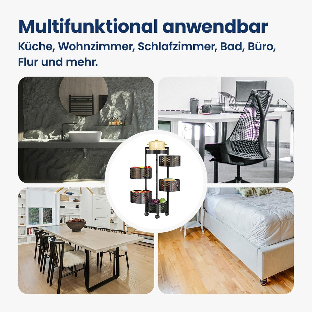 Heikoeco® Servierwagen, Küchenwagen, drehbarer Servierwagen mit Rollen aus extra Dicker Stahl, platz