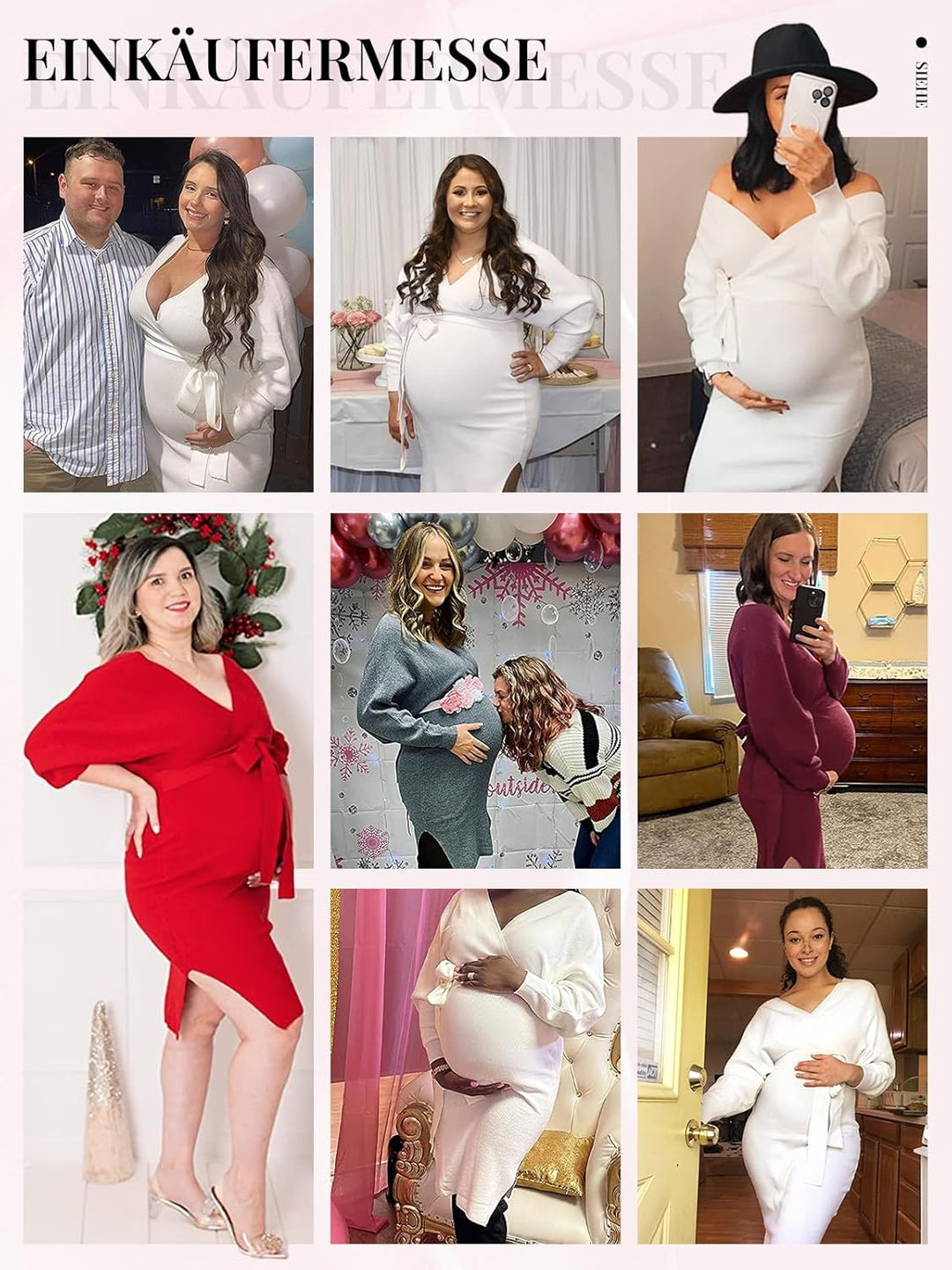 Saodimallsu Damen V-Ausschnitt Pulloverkleid Strickkleid Langarm Pullover Schlitz Offener Rücken Fig