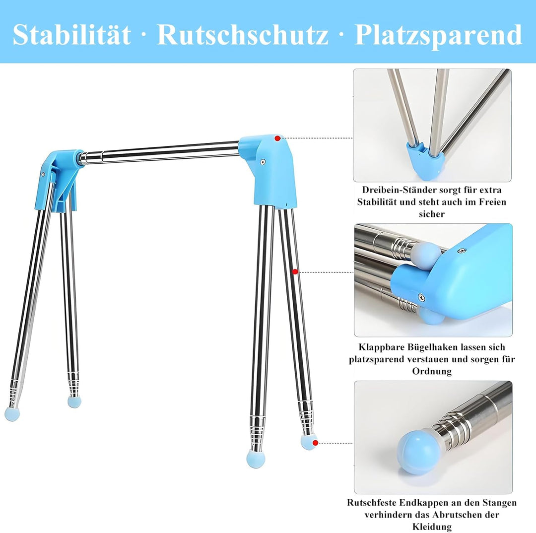 Raheem Edelstahl Klappbarer Wäscheständer Höhenverstellbar Von 34–70 cm Mit 4 Klappbügeln Und 4 Wäsc