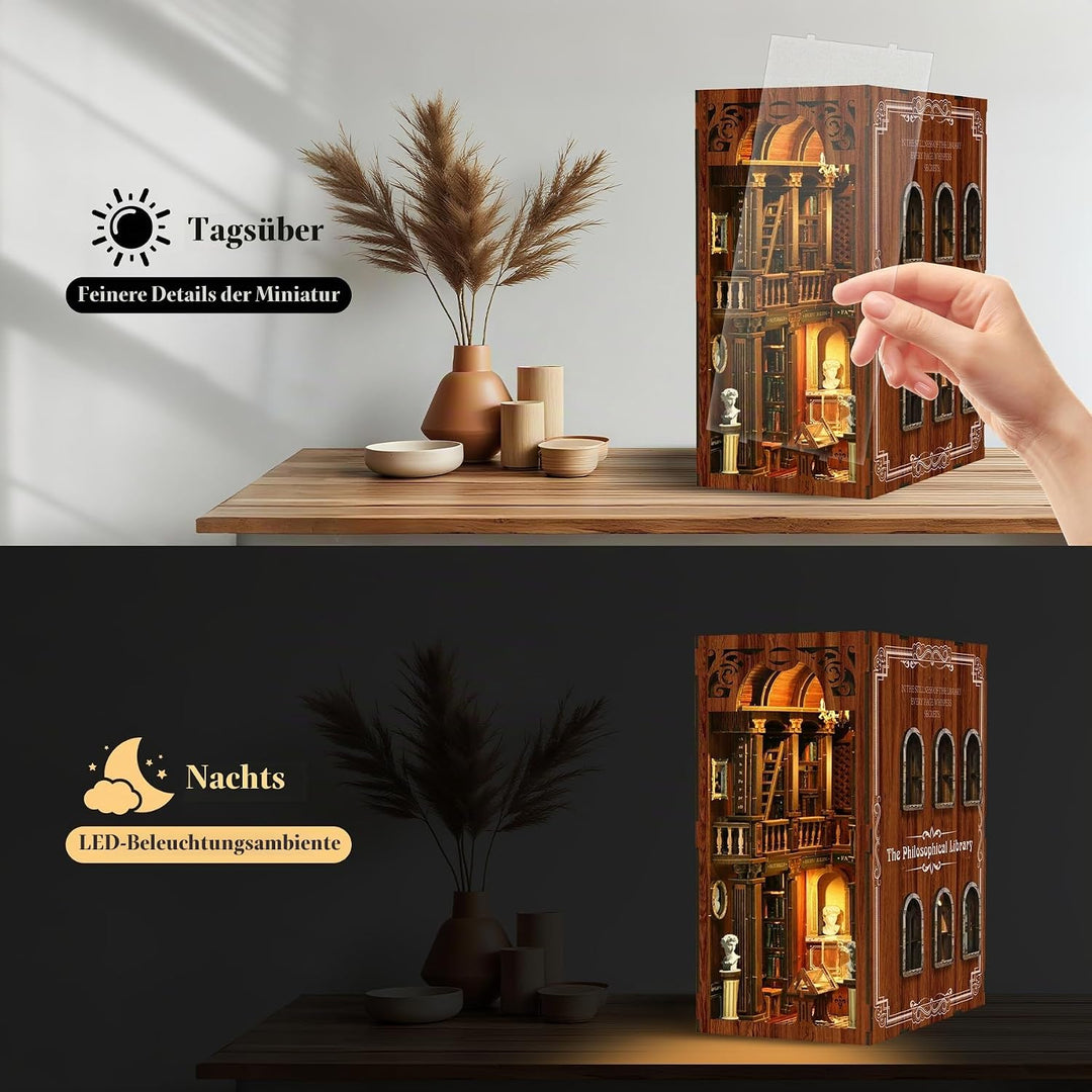 LUMYCE Book Nook Kit für Erwachsene Holzpuzzle DIY Miniatur Haus 3D Puppenhaus - Buchstütze für Büch