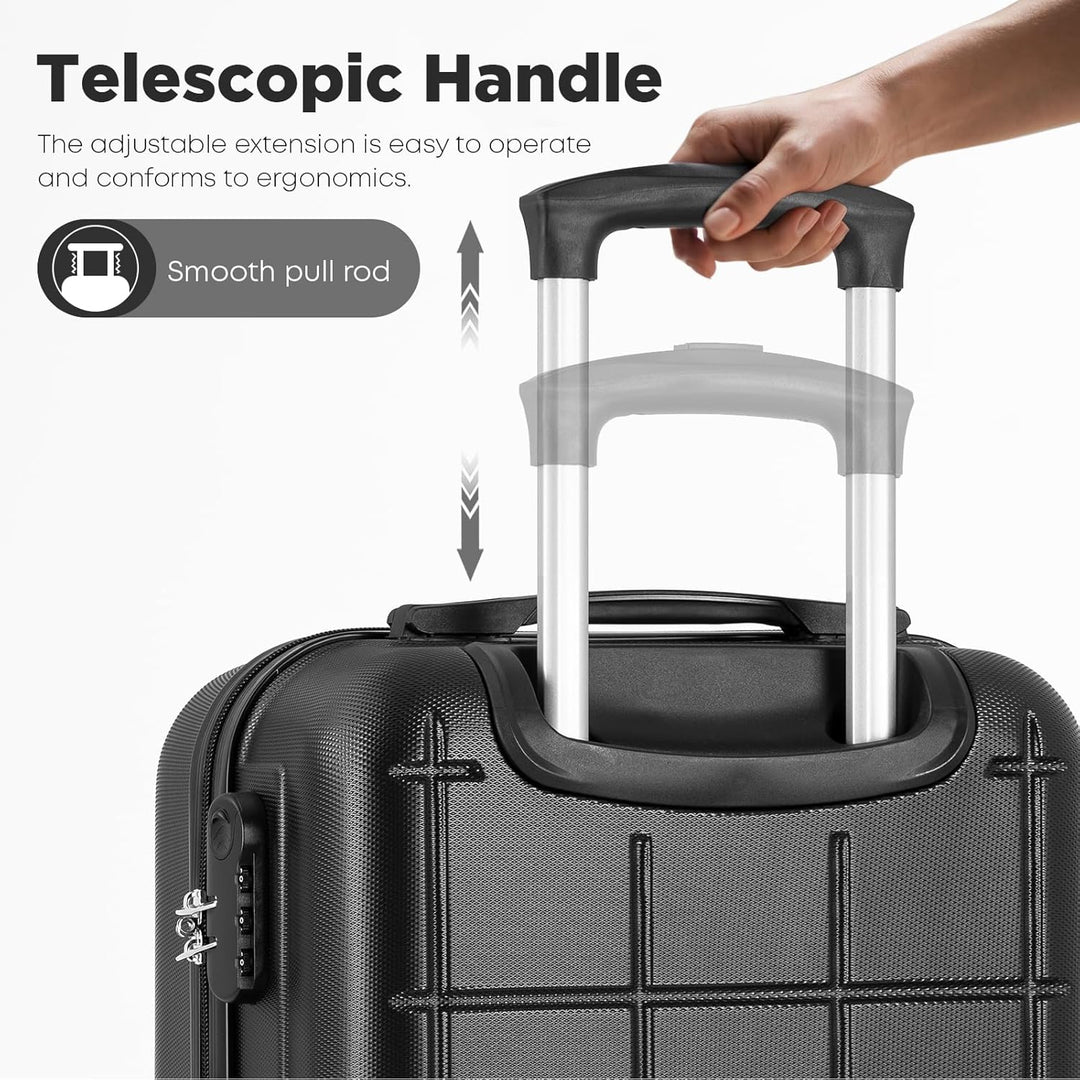 Koffer Suitcase, Kabinenkoffer, Trolley Reisekoffer, Rollkoffer Handgepäck mit Zahlenschloss, 4 Roll
