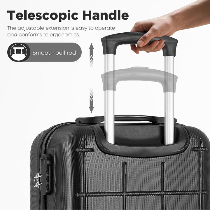 Koffer Suitcase, Kabinenkoffer, Trolley Reisekoffer, Rollkoffer Handgepäck mit Zahlenschloss, 4 Roll