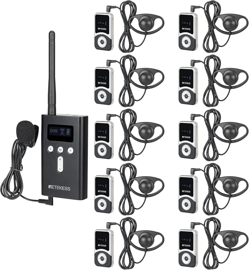 Retekess T130S Wireless Tour Guide System, 100m Drahtloses Reiseführersystem, Übersetzungssystem für