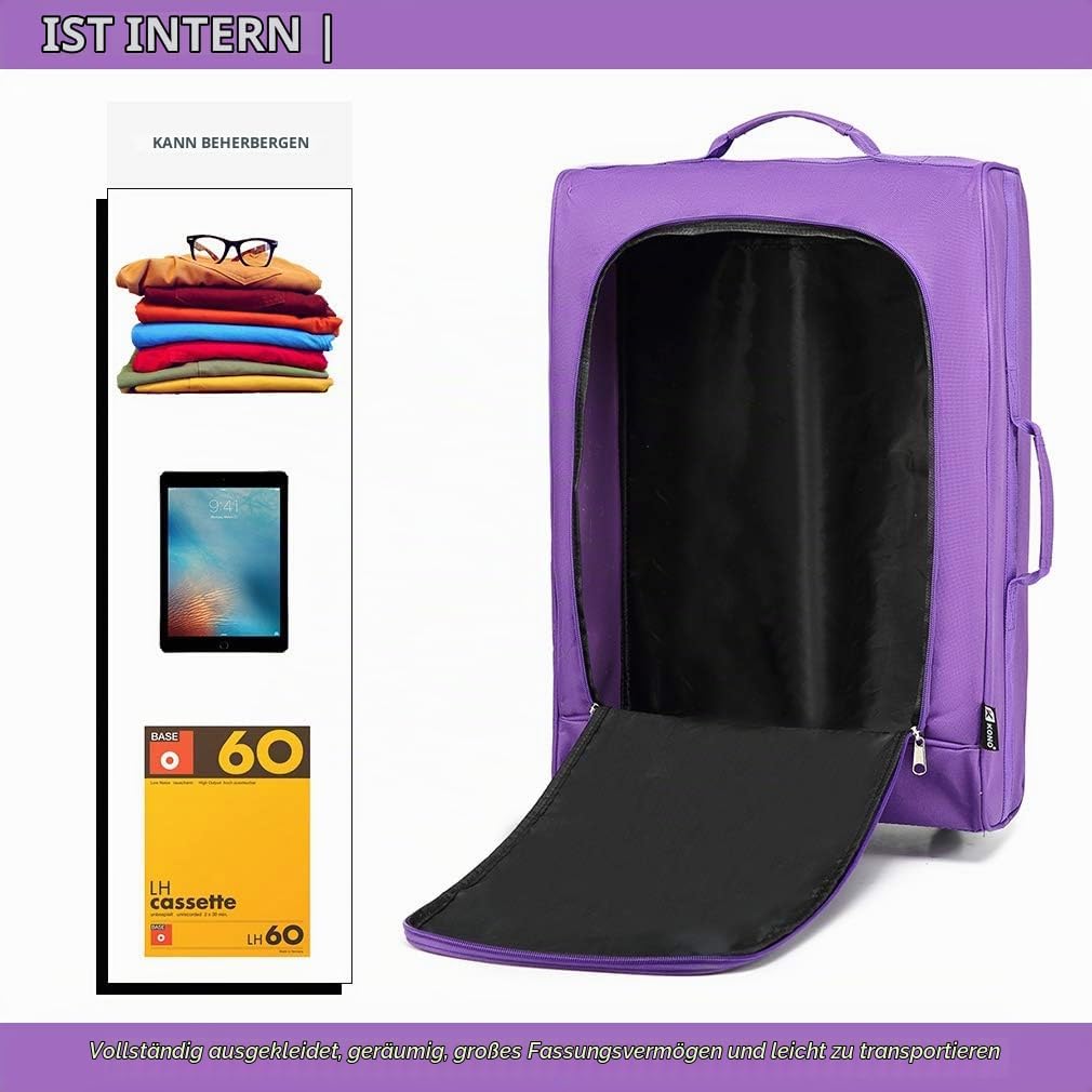 Kono Handgepäck Softcase Leicht Kleiner Rollkoffer Trolley Stoffkoffer Polyester (Violett) Violett K