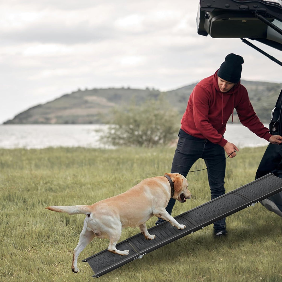 157cm Hunderampe Klappbar Hundetreppe Auto Kofferraumrampe Hundeautorampe bis 110 kg Tragbare mit An