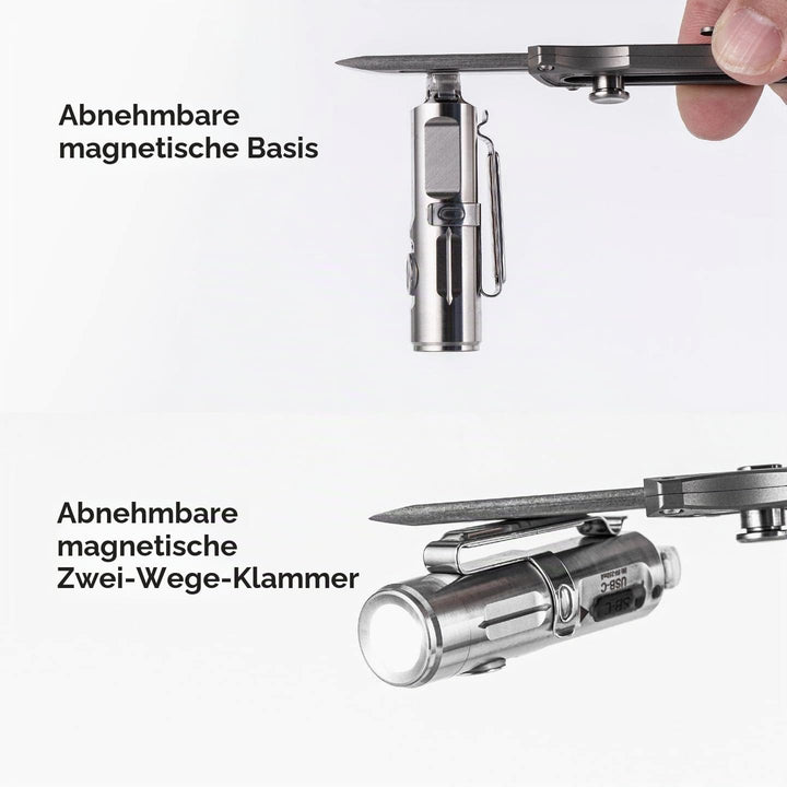 RovyVon A2 LED-Taschenlampe Edelstahl, 650 Lumen, Schlüsselanhänger Taschenlampe wiederaufladbar, IP