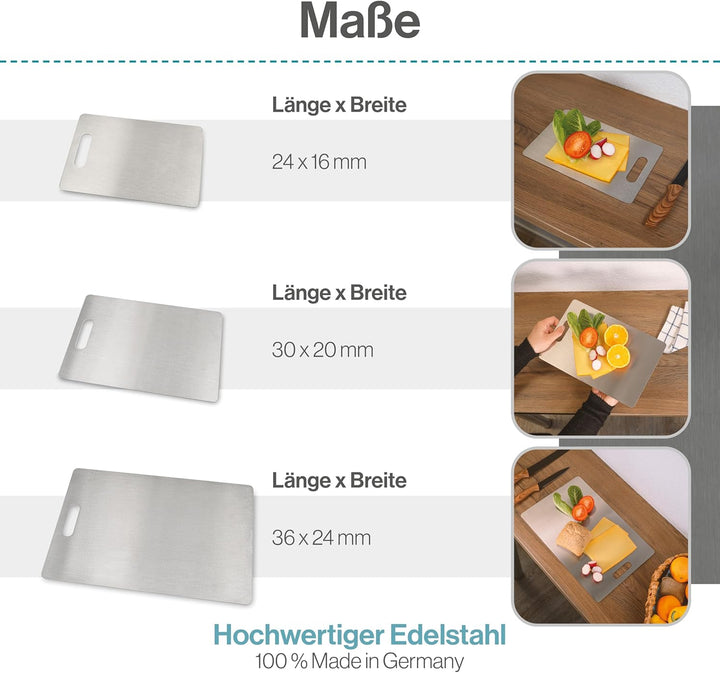 Edelstahl Schneidebrett - Für Fleisch, Fisch & Gemüse - Hygienisches Schneidbrett Metall - Stahl Bre