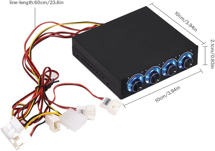 Richer-R Lüfter-Controller, 4-Kanal Lüftergeschwindigkeit Regler Kontroller Lüftersteuerung,3Pin+4Pi
